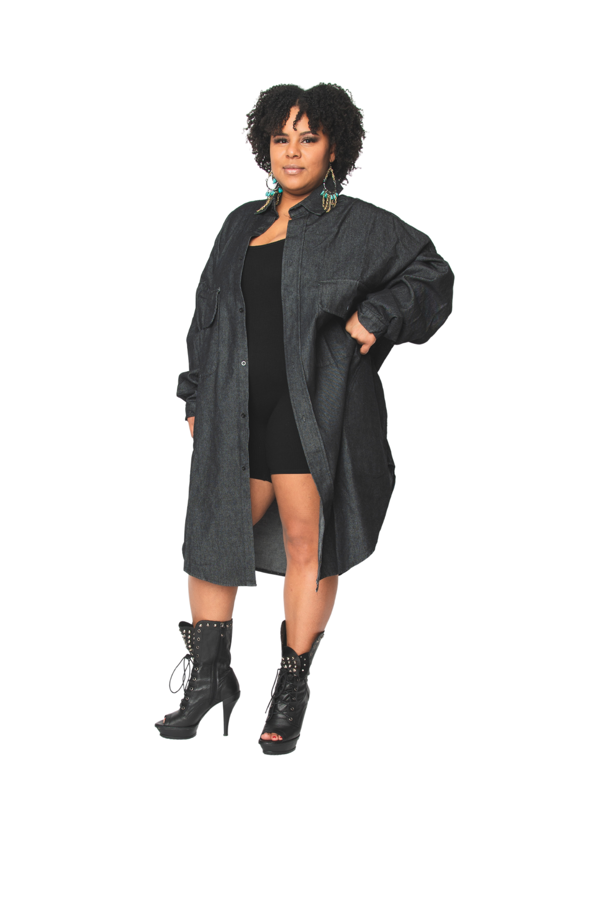 Black Denim Shirt Dress